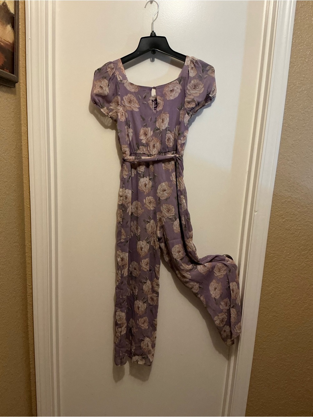 Zunie Lavender Floral Ruffle Sleeve Dress